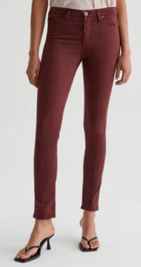 AG Adriano Goldschmied Women's Maroon the Abbey Ankle Jeans Size 26 MSRP$170